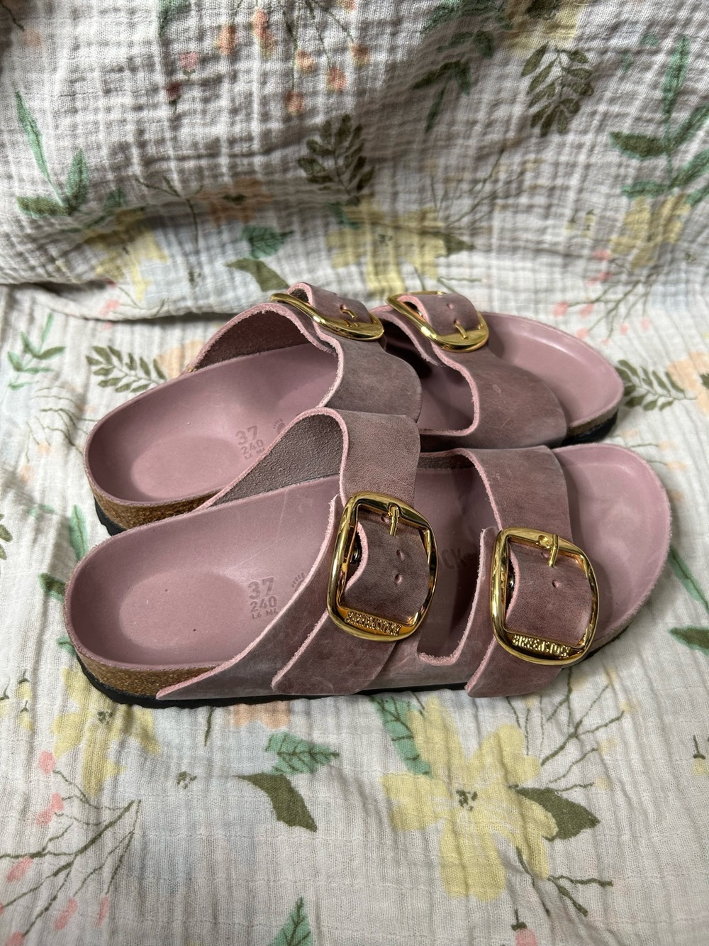 Birkenstock Arizona Big Buckle Pink Purple Oiled Leather Sandals EXQUISITE - Picture 2 of 6